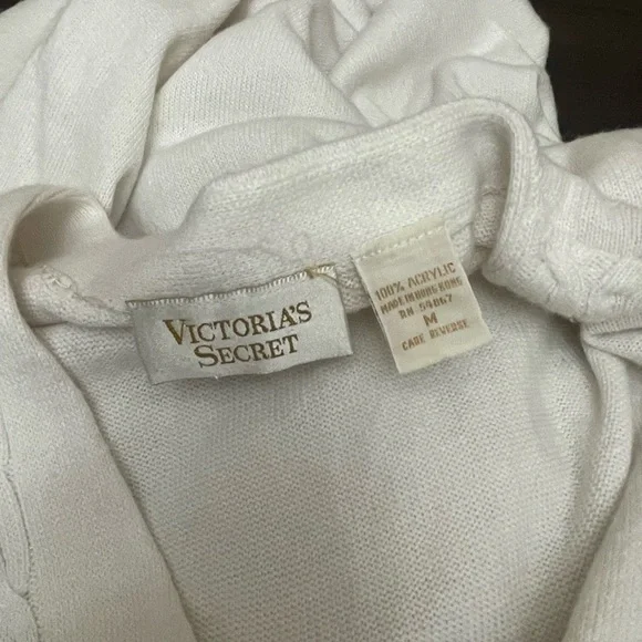 Victorias Secret Ivory Long Cardigan Sweater Gold Label Pearl Vintage Sz Medium - Picture 6 of 7
